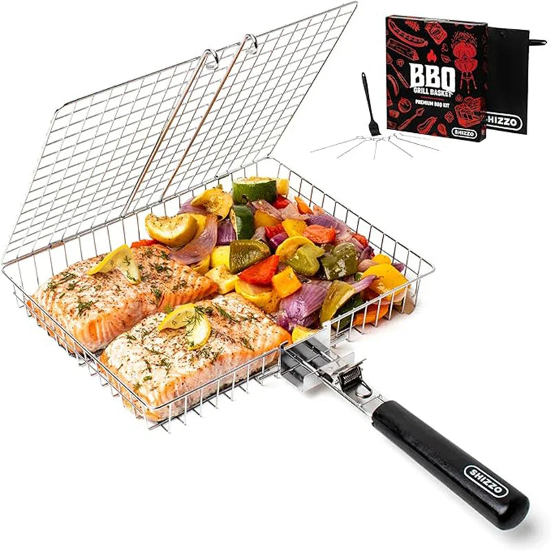 BBQube | Grillmand met handvat - Draagbaar grillgereedschap voor vis BBQube | Grillmand met handvat - Draagbaar grillgereedschap voor vis