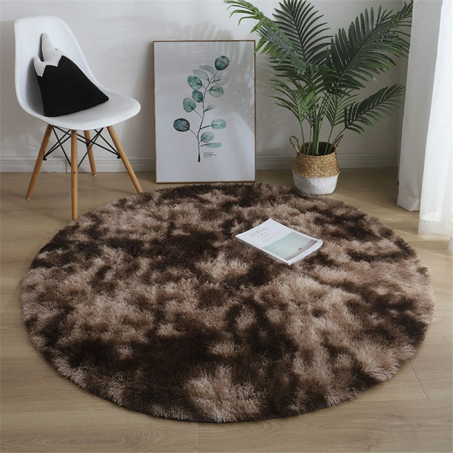 VOFUSHON rond shaggy vloerkleed, voor de slaapkamer, pluche vloerkleed, modern binnentapijt VOFUSHON rond shaggy vloerkleed, voor de slaapkamer, pluche vloerkleed, modern binnentapijt
