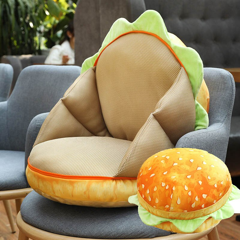 PattyPad | 2-in-1 hamburgerkussen & zitkussen – zacht, comfortabel, pluche PP-katoen