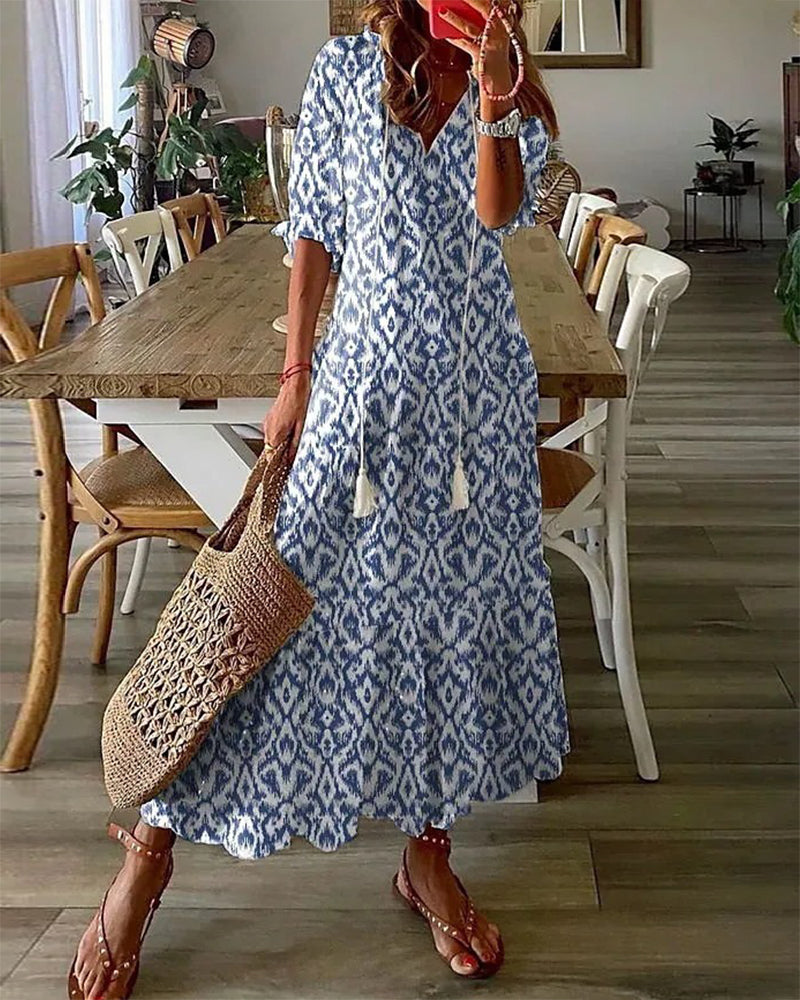 Teya | Dames bohemian maxi-jurk – boho lange jurk, casual zomer strand maxi-jurk