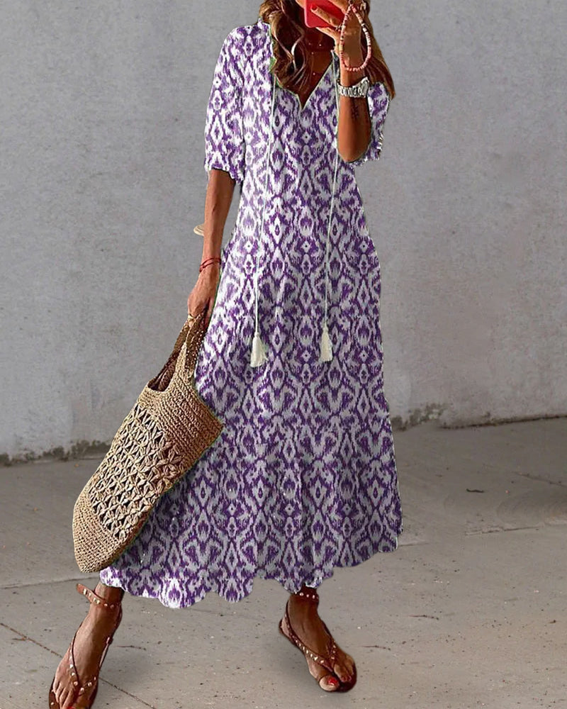 Teya | Dames bohemian maxi-jurk – boho lange jurk, casual zomer strand maxi-jurk