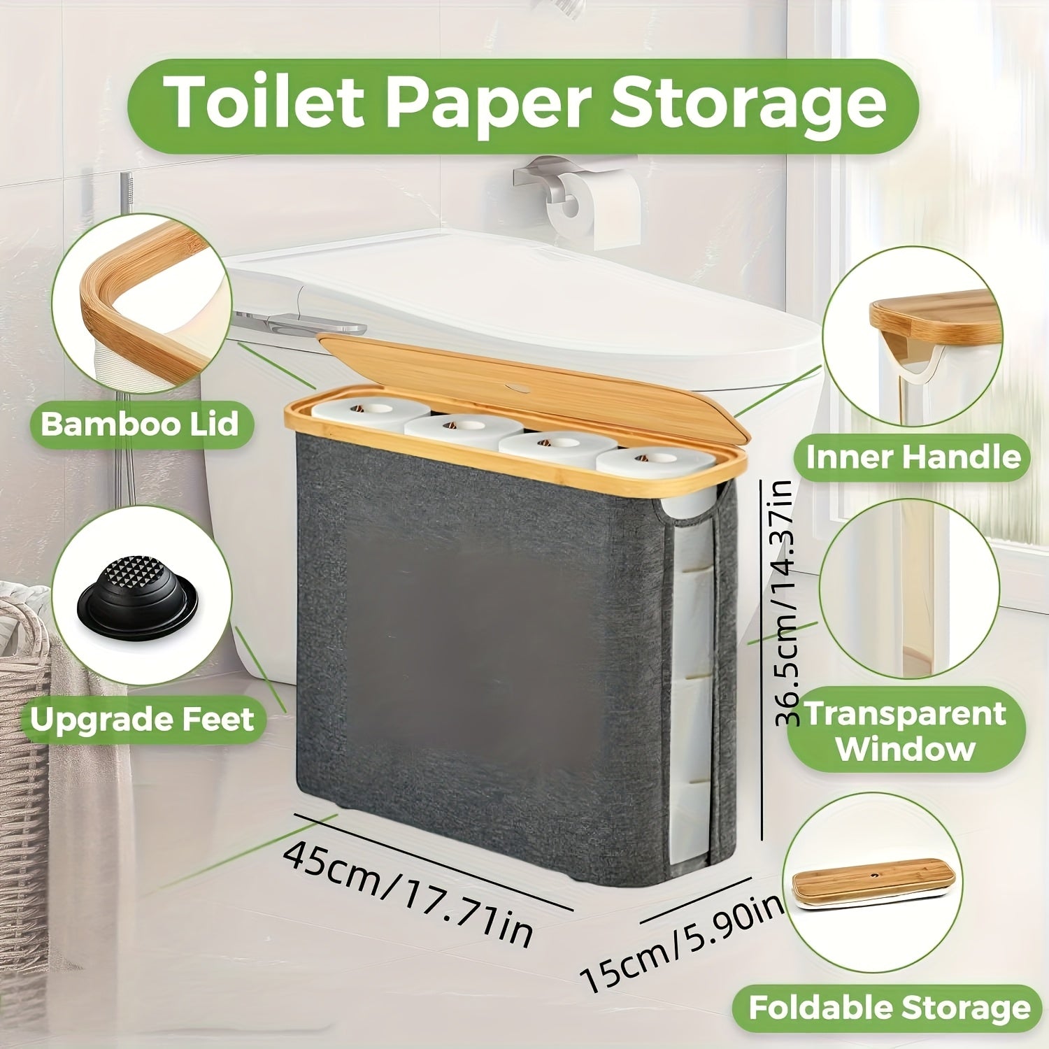 RollStash | Toiletpapiermand met deksel – houder voor maximaal 12 rollen, organizer voor badkamer en slaapkamer