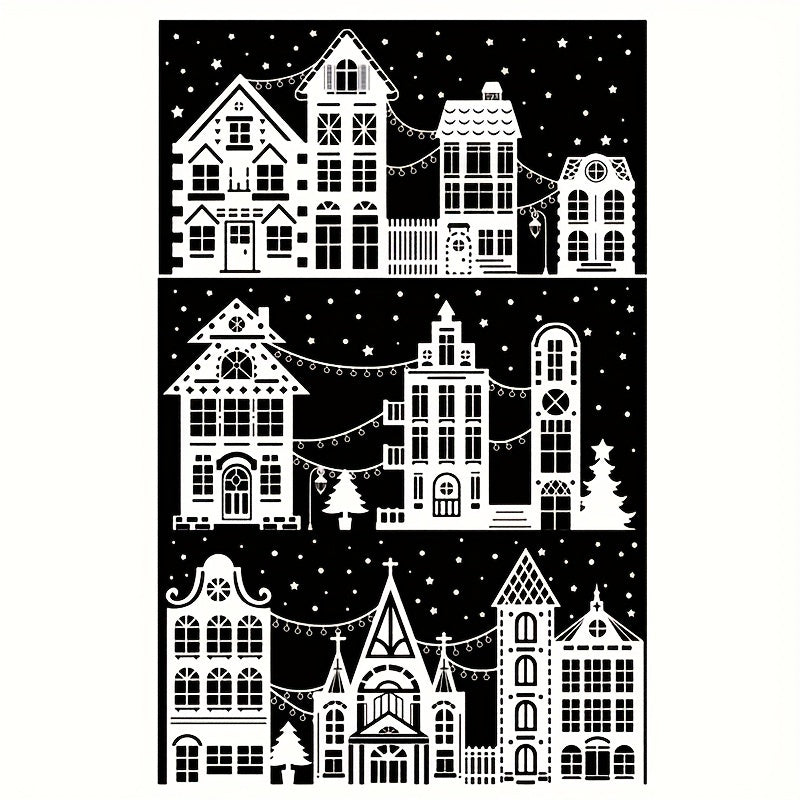 CastleGlow | 9-delige kerststickers voor ramen – Sneeuwkasteel PVC, geen batterijen nodig