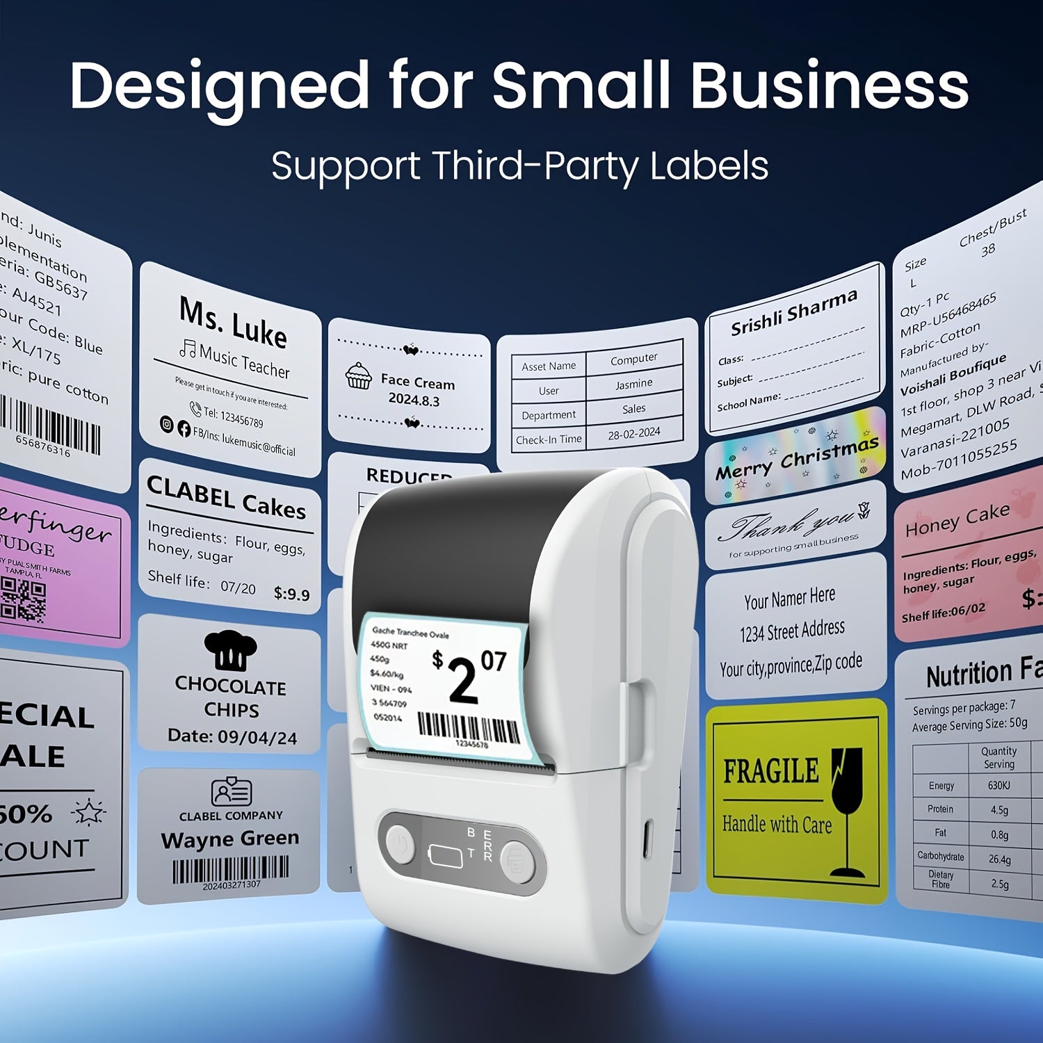 Printix | Compacte draadloze thermische labelprinter — Mini-barcode- en stickermaker