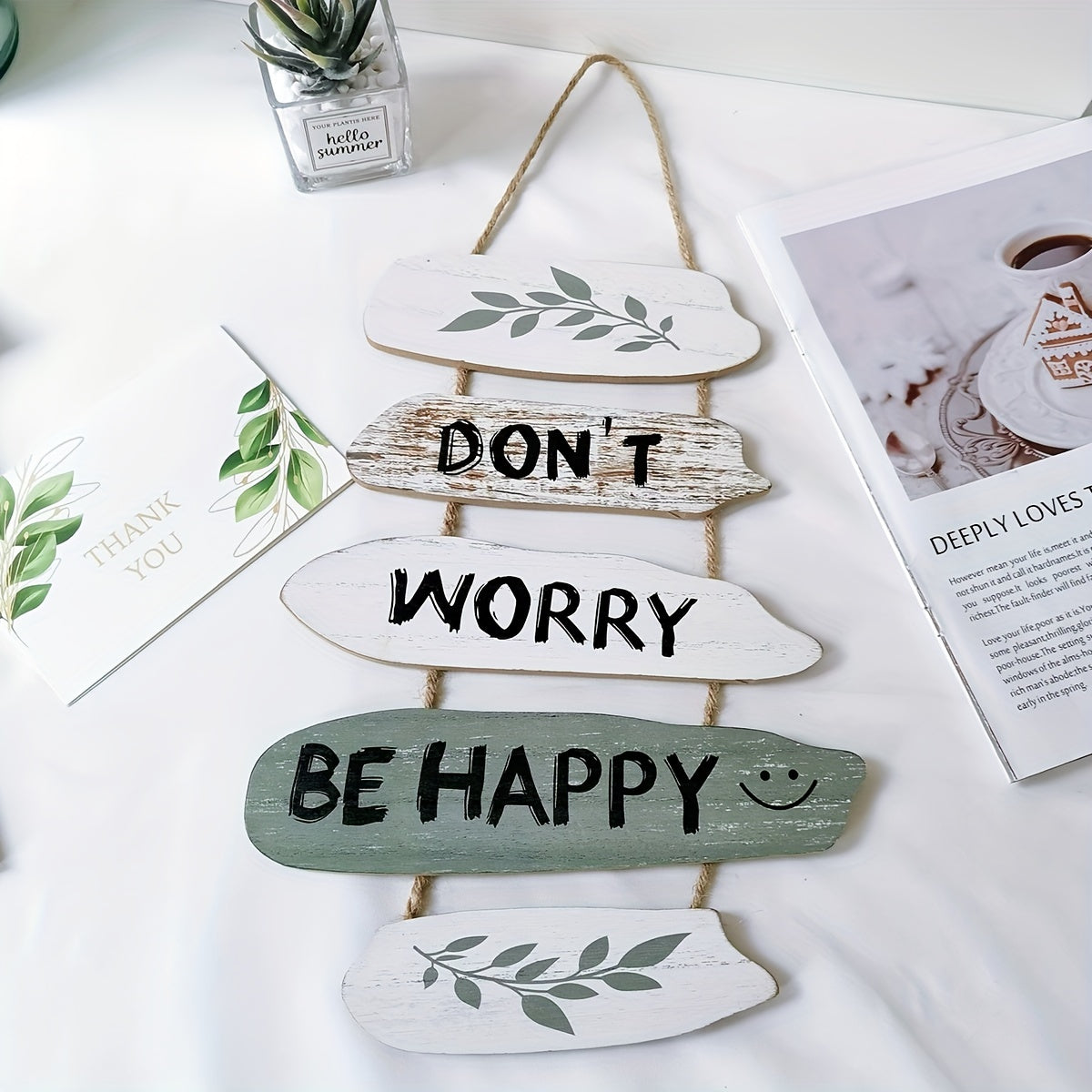 HappyRoots | Rustiek houten bord - 'Don't Worry, Be Happy' - Inspirerende muurdecoratie