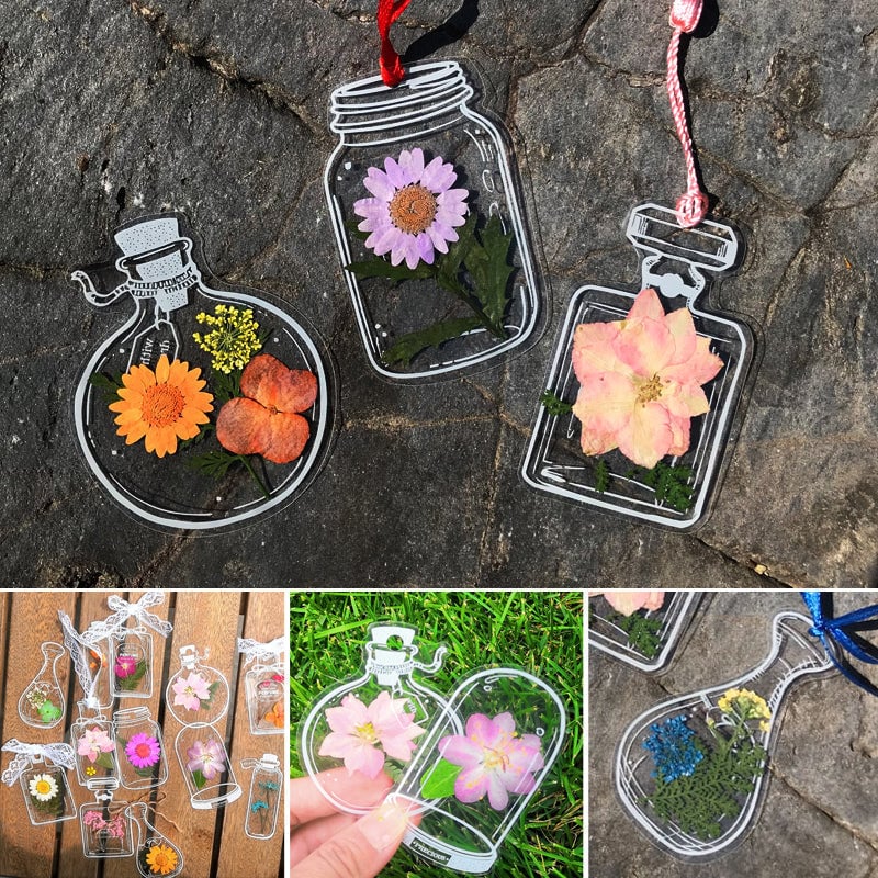 BloomMark | Set gedroogde bloemen bladwijzers – waterdichte botanische bladwijzers cadeauset