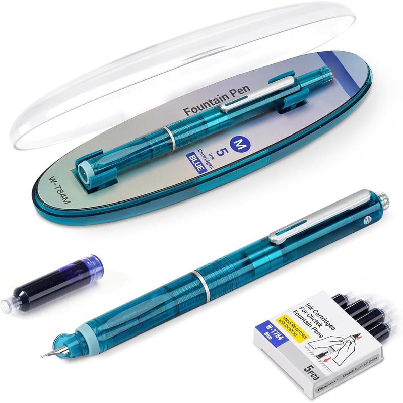 FineWrite | Vulpen met extra fijne penpunt van 0,38 mm – 5 navulbare patronen, soepel schrijvende kalligrafiepen