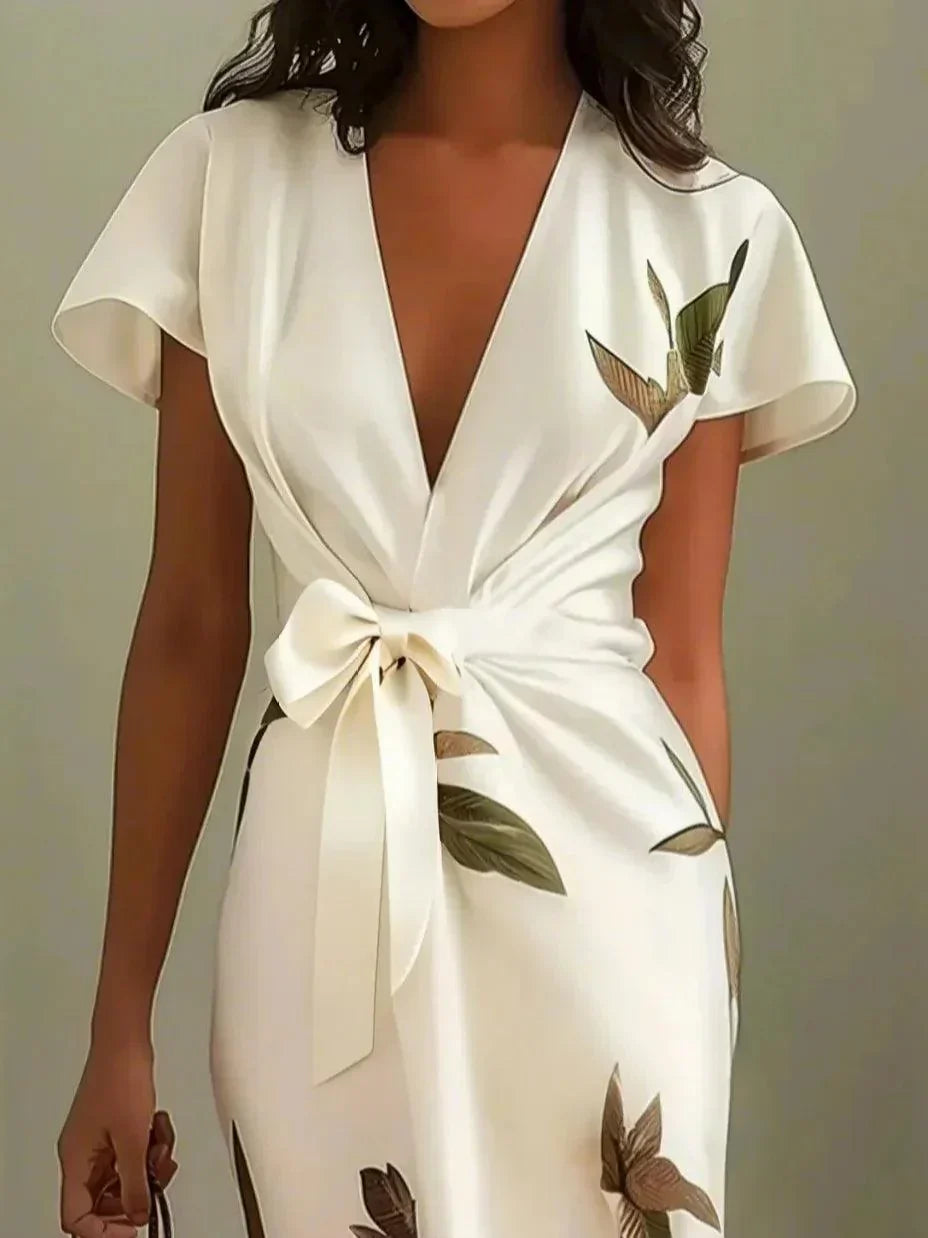Girel | Luxe wikkeljurk voor dames – elegante bloemen maxi-jurk