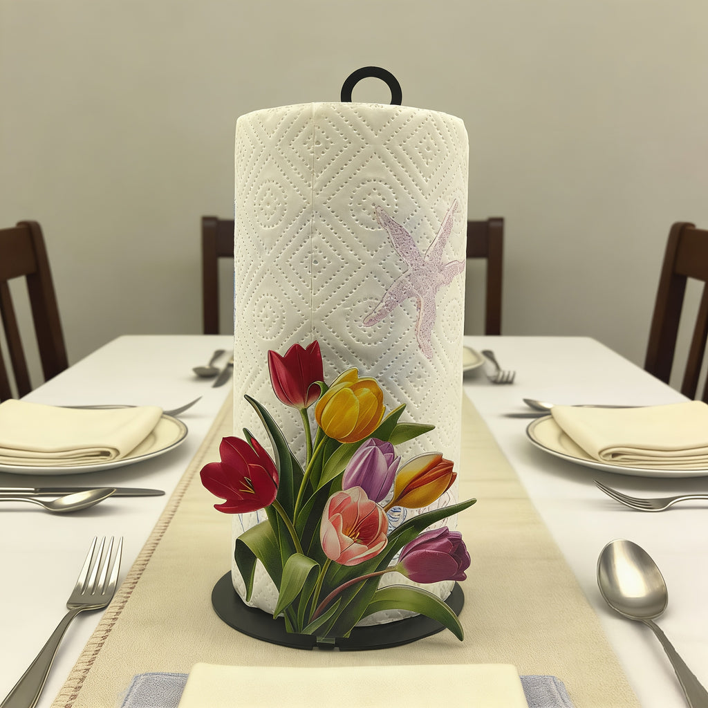 TulipHold | Gietijzeren Tulpen Papieren Handdoekhouder – Feestelijke Keuken- & Badkamerdecoratie