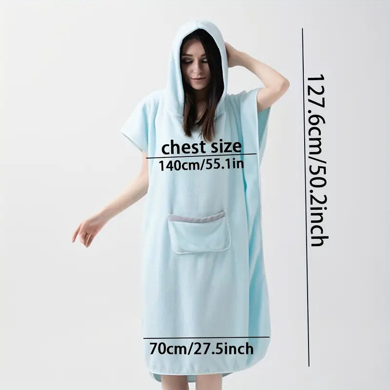 HoodieRobe | Poncho-badjas met capuchon van fleece – zacht, comfortabel, sneldrogend, unisex bad- en spajurk