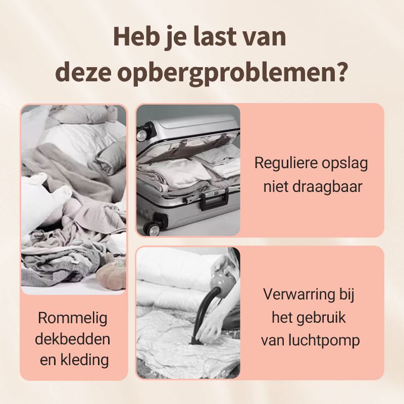 FlatPak | Vacuümcompressie-opbergzak - Ruimtebespaarder voor kleding en het organiseren van je huis