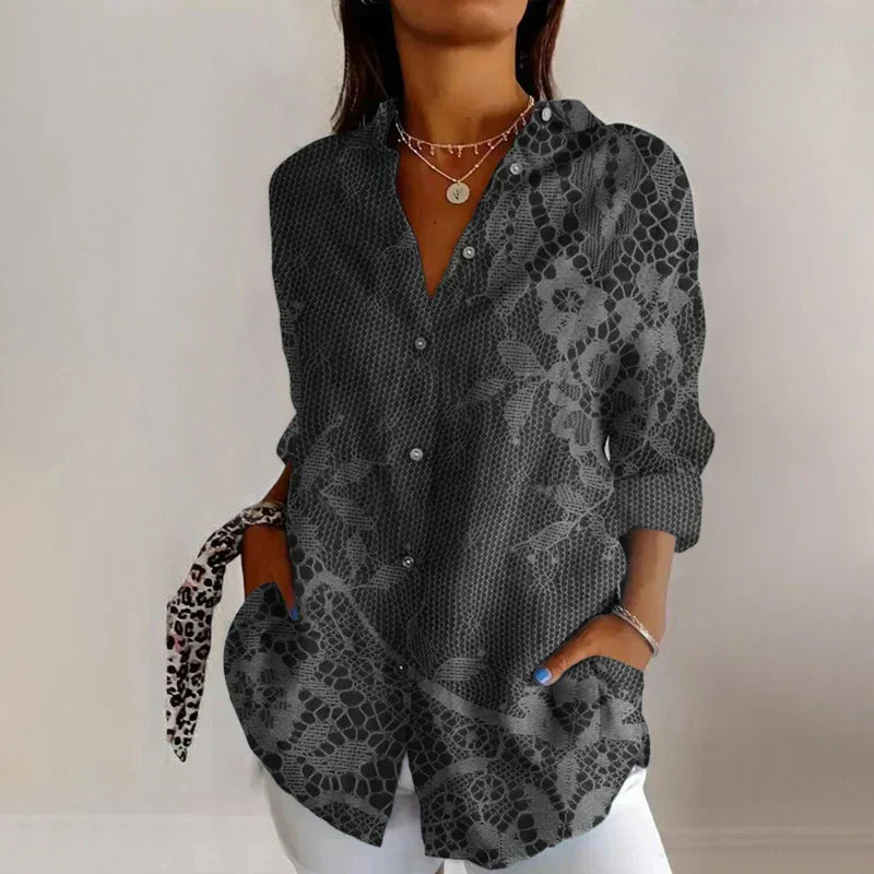 Maely | Elegante damesblouse – Klassieke vintage casual top met lange mouwen