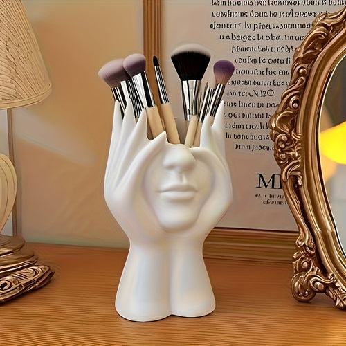 BrushMuse | Beeldhouwwerk make-upborstelhouder – Artistieke cosmetica-organizer
