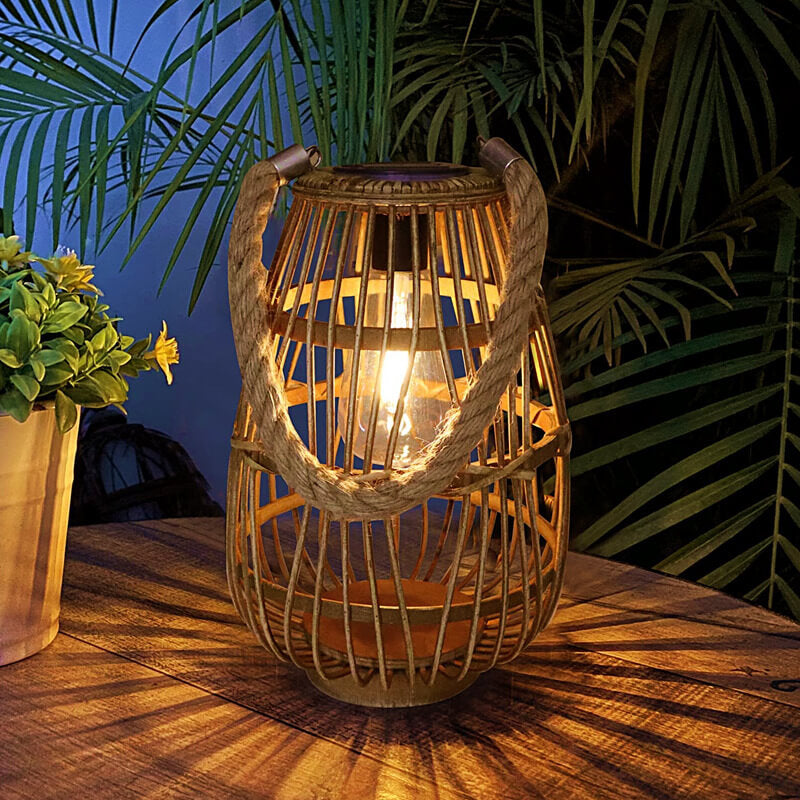 SolarWeave | Solar LED rotan vloerlamp - Waterdichte buitenverlichting voor patio, tuin & tuin