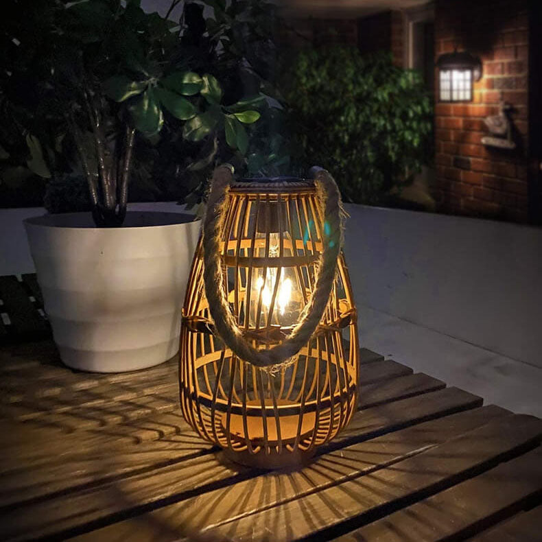 SolarWeave | Solar LED rotan vloerlamp - Waterdichte buitenverlichting voor patio, tuin & tuin