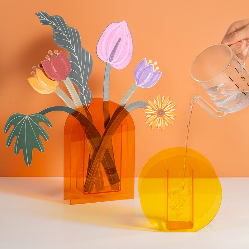 ChromaVase | Eigentijdse Geometrische Levendige Acryl decoratieve Bloemenvaas