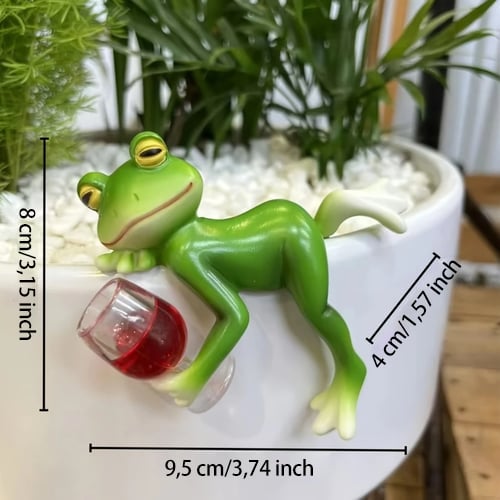 FroggySip | Hars Drinkende Kikker Plant Pot Hanger Beeldje - Tuindecoratie, Binnen Buiten Plantenbak Toebehoren