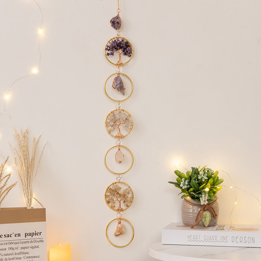 LifeGems | Kristallen Levensboom Wanddecoratie, 6 Ringen, Huisornament