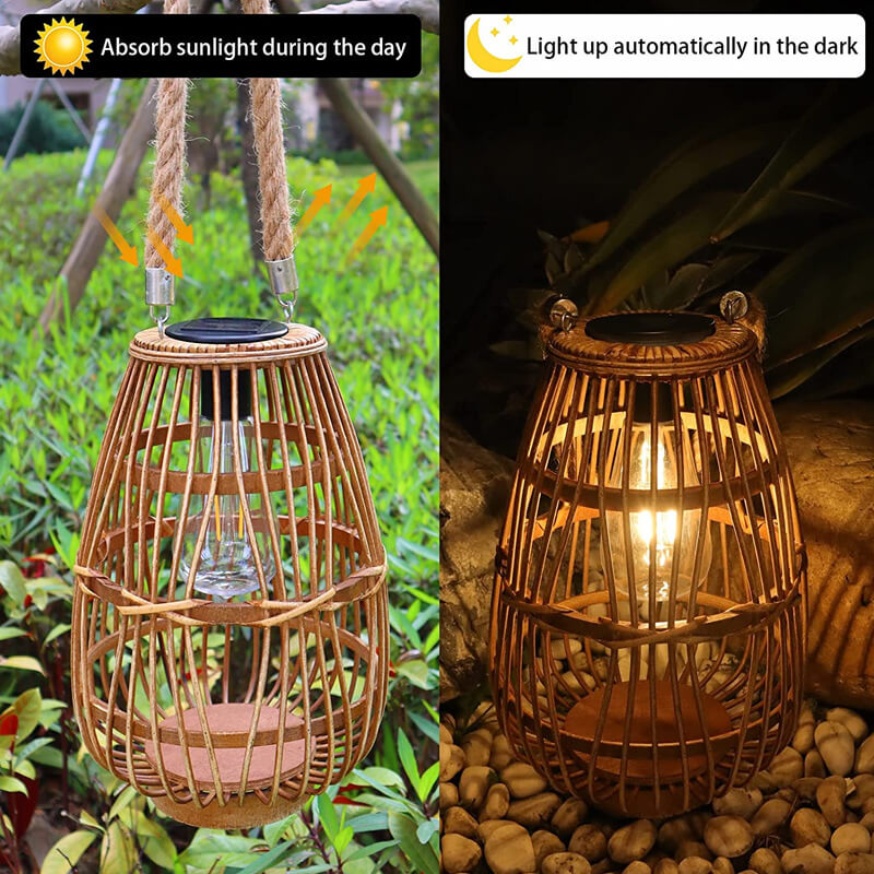 SolarWeave | Solar LED rotan vloerlamp - Waterdichte buitenverlichting voor patio, tuin & tuin