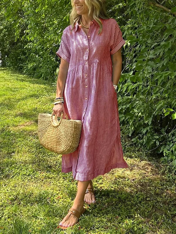 Zinae | Dames jurk met knoopsluiting en reverskraag – elegante casual overhemdjurk