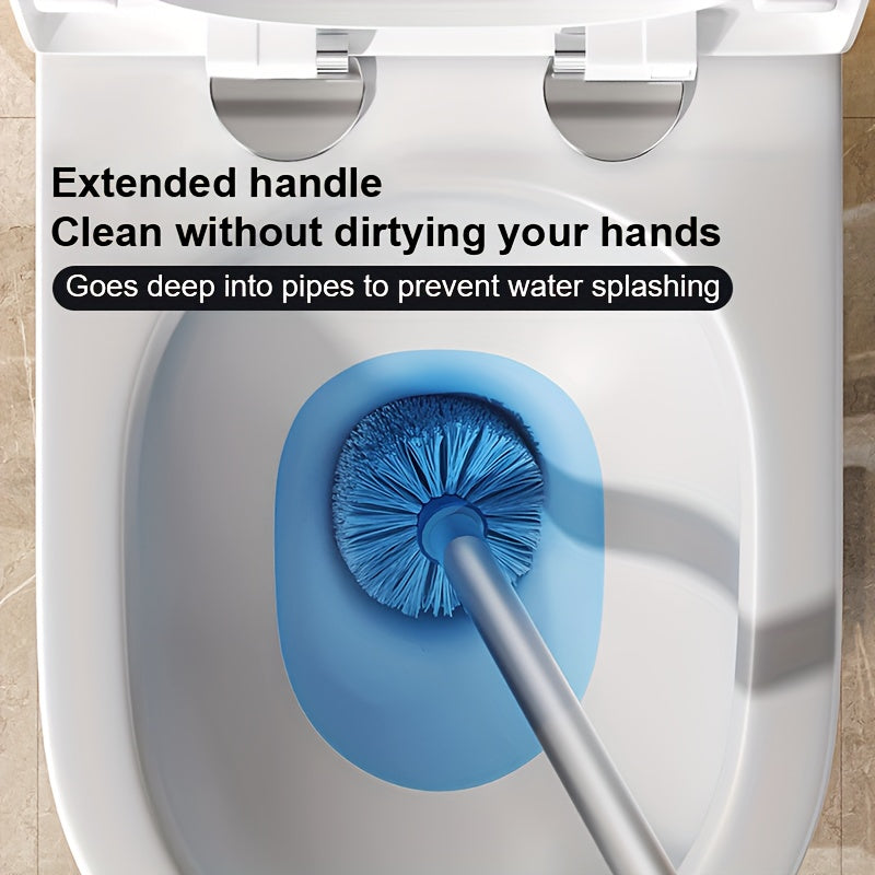 Rinzo | Wandgemonteerde toiletborstel en houder set – Lange steel, lekbak, geen dode hoeken