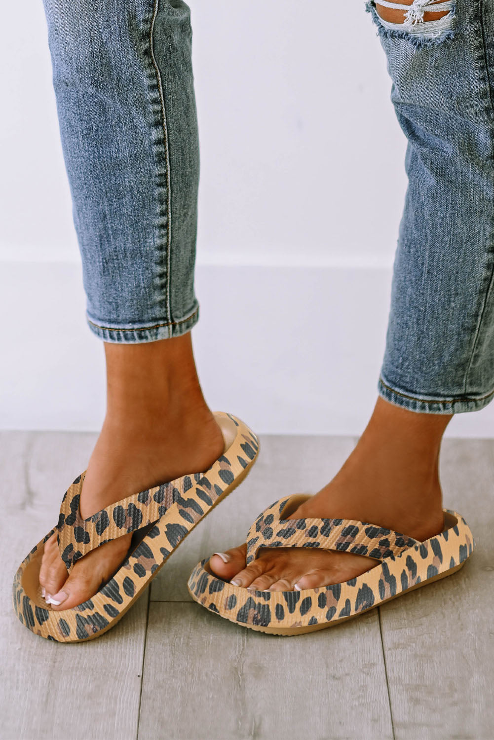 Fawna | Slippers met Dikke Zool, Dierenprint Platform Sandalen, Gevoerde Antislip Zomerslippers voor het Strand