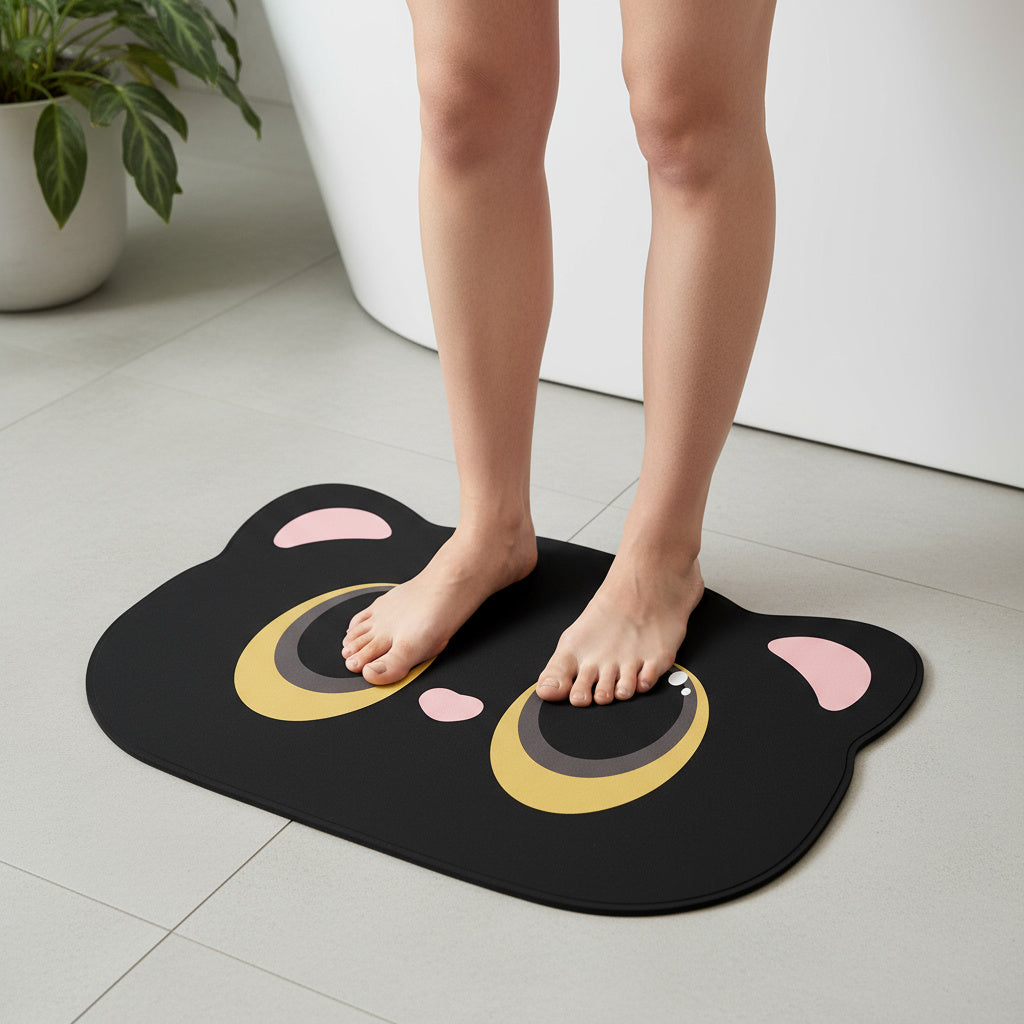 PurrMat | Schattige katten badmat met sneldrogende werking – Absorberende microvezel badmat