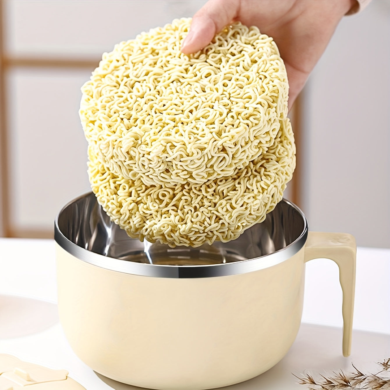 Bowluxe | 1300 ml roestvrijstalen noedelkom met deksel – geïsoleerde soep- en voedselcontainer