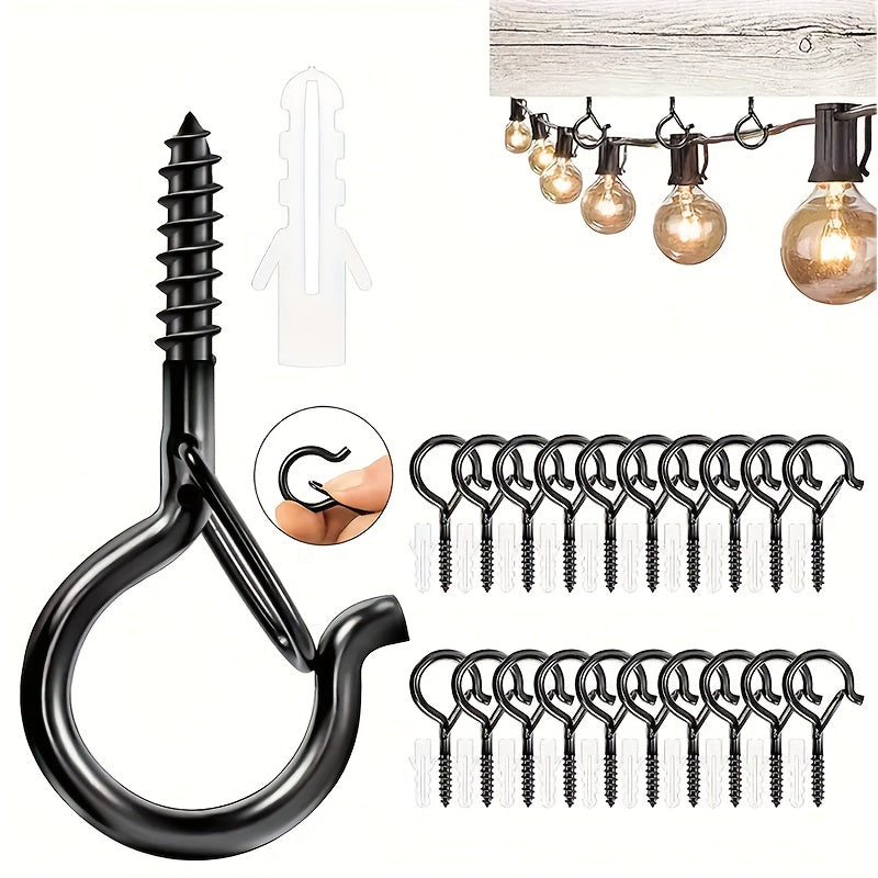 LockHook | Zware Q-haken met veiligheidsslot - Gemakkelijk los te maken ophanghaken voor lampen, windgongs, vogelvoederhuisjes