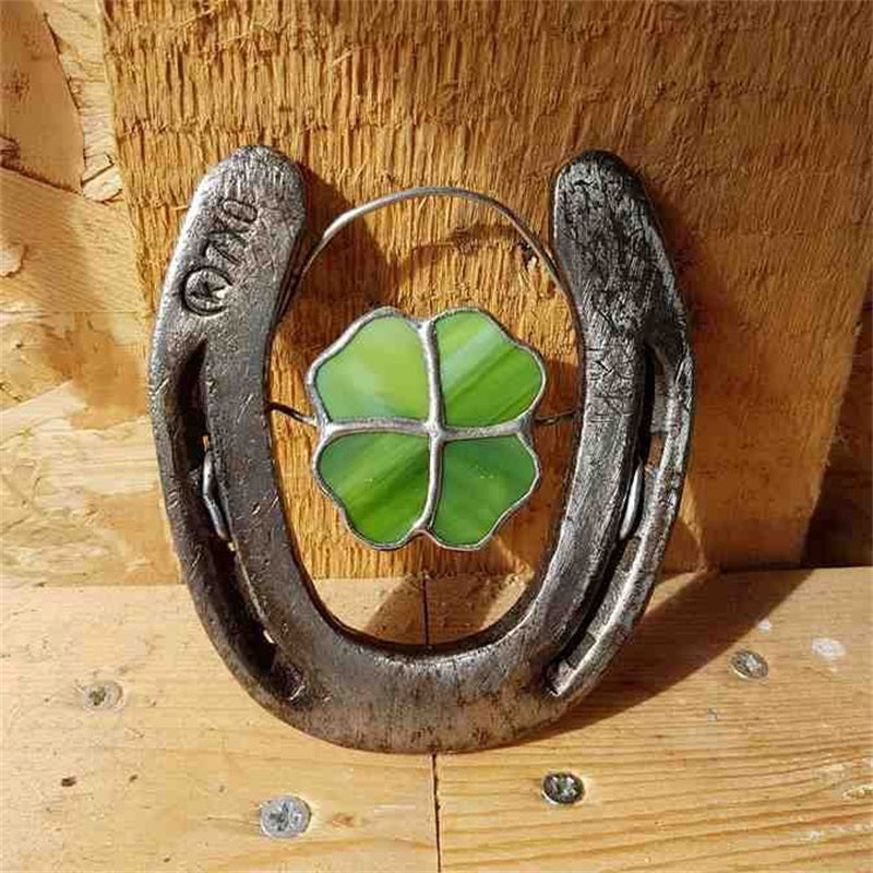 CloverWish | Vierbladsklaver Gelukshoefijzer – Woondecoratie, Geluksbrenger, Wanddecoratie