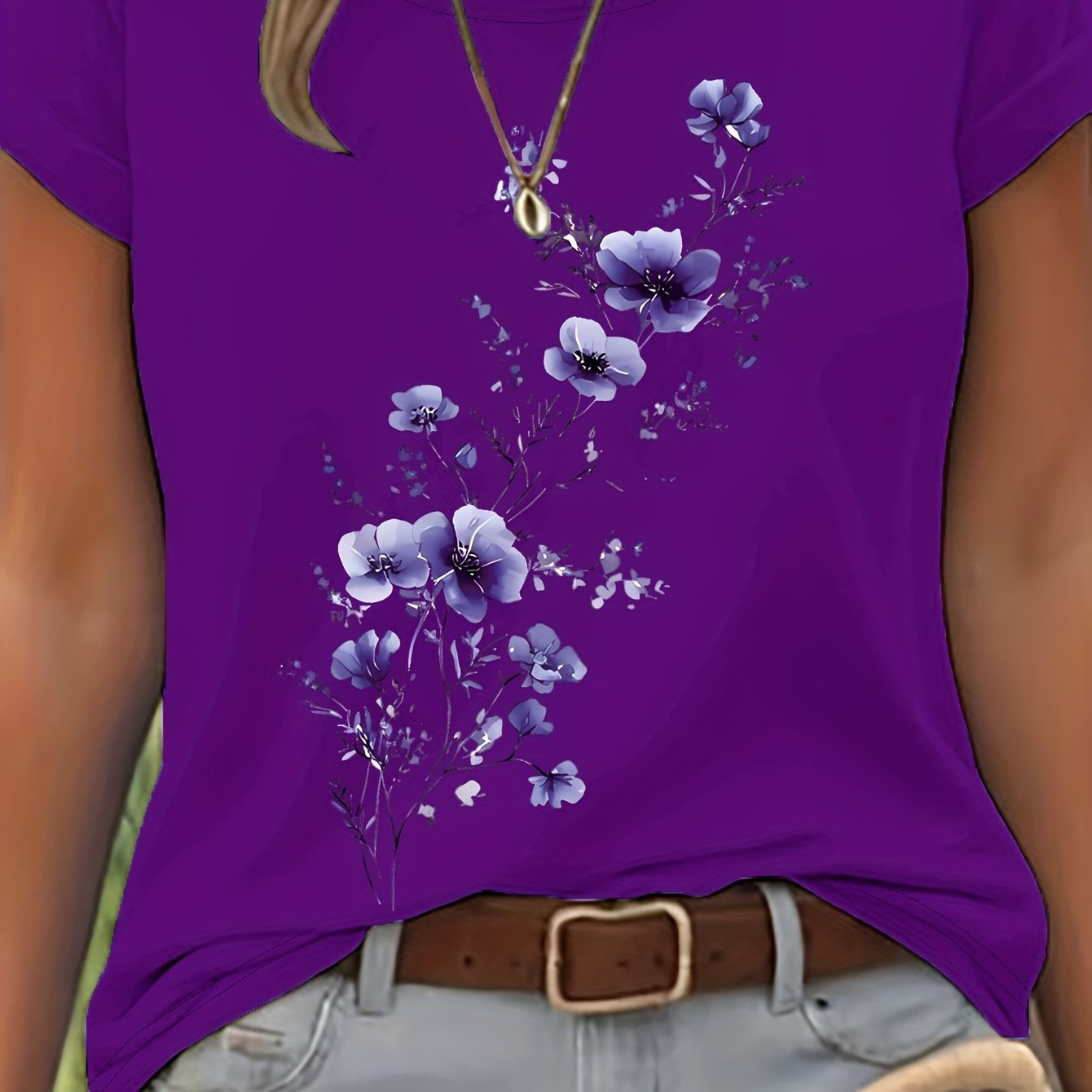 Naya | Zomer-T-shirt voor dames – Casual, lichtgewicht top met bloemenmotief in aquarelstijl