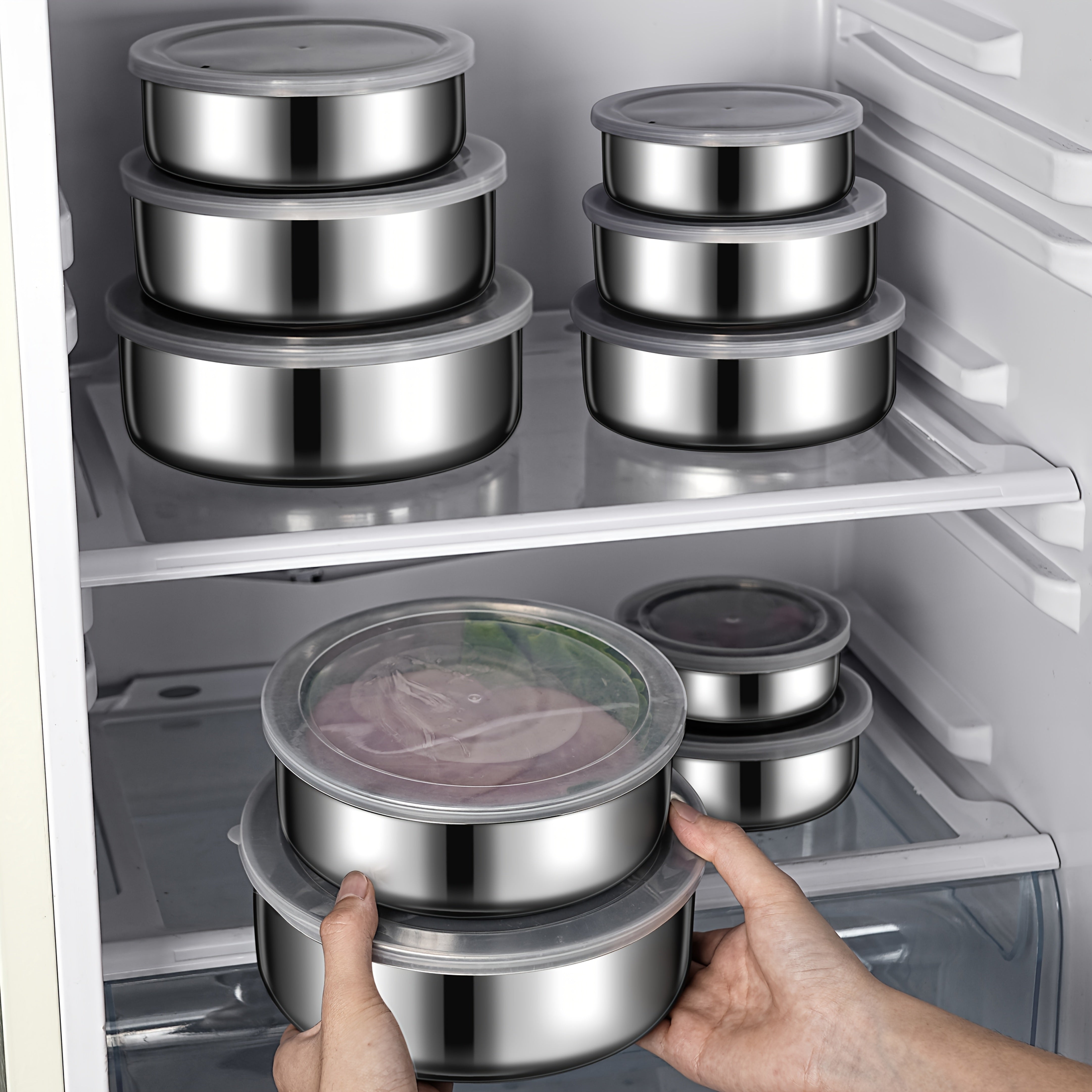 PureBox | 5-delige roestvrijstalen voedselbewaarbakjes met deksels – antibacterieel en luchtdicht