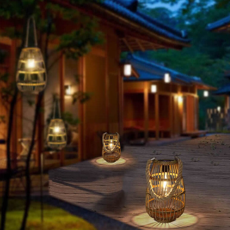 SolarWeave | Solar LED rotan vloerlamp - Waterdichte buitenverlichting voor patio, tuin & tuin