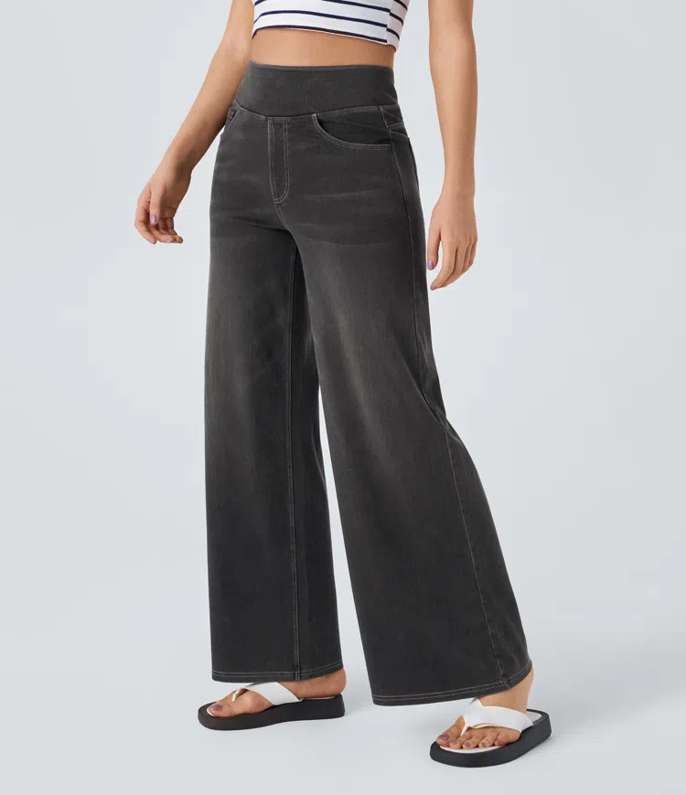 Rexina | Dames high-waisted wijde jeans – Comfortabele stretchdenim, trendy losvallende casual broek