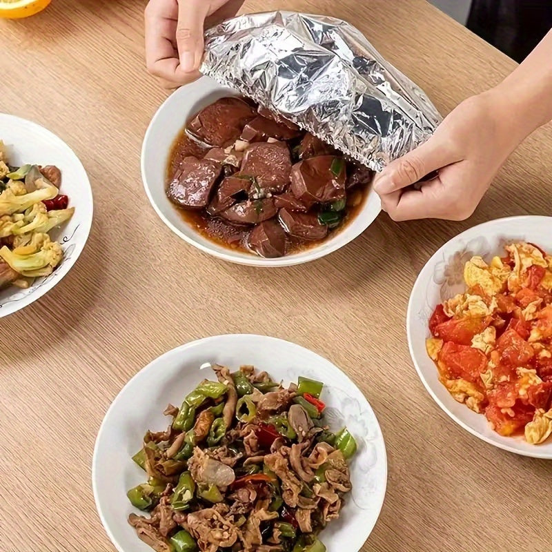 MealGuard | Rekbare aluminiumfolie voedselafdekkingen – 50 stuks, herbruikbare luchtdichte deksels voor kommen en borden
