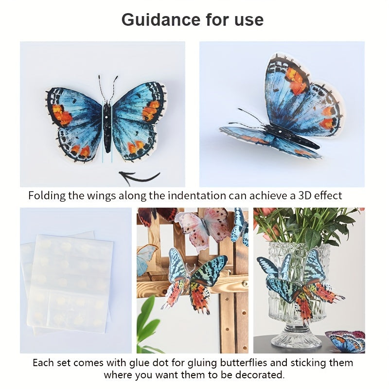 FlutterPop | Set 3D Vlinder Muurstickers – Kleurrijke Waterverf PVC