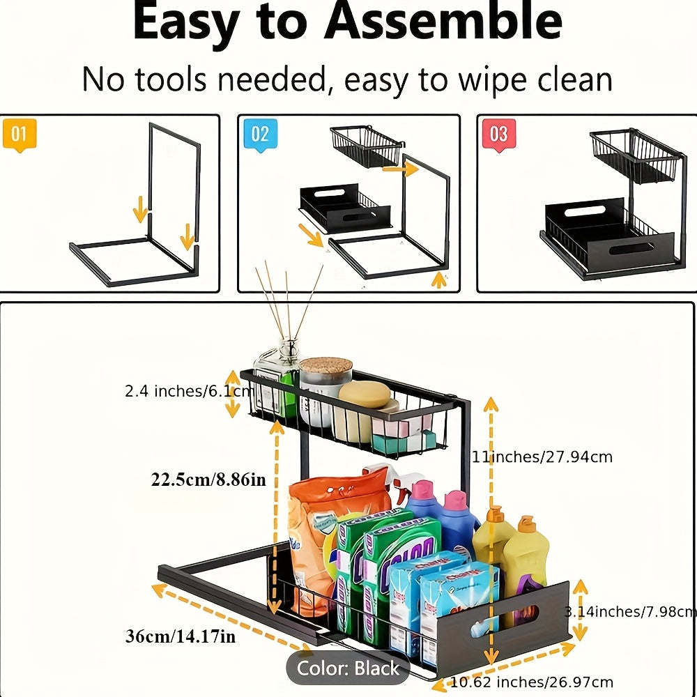 GlideShelf | Uittrekbare Organizer Onder de Spoelbak – Metalen Schuifplanken