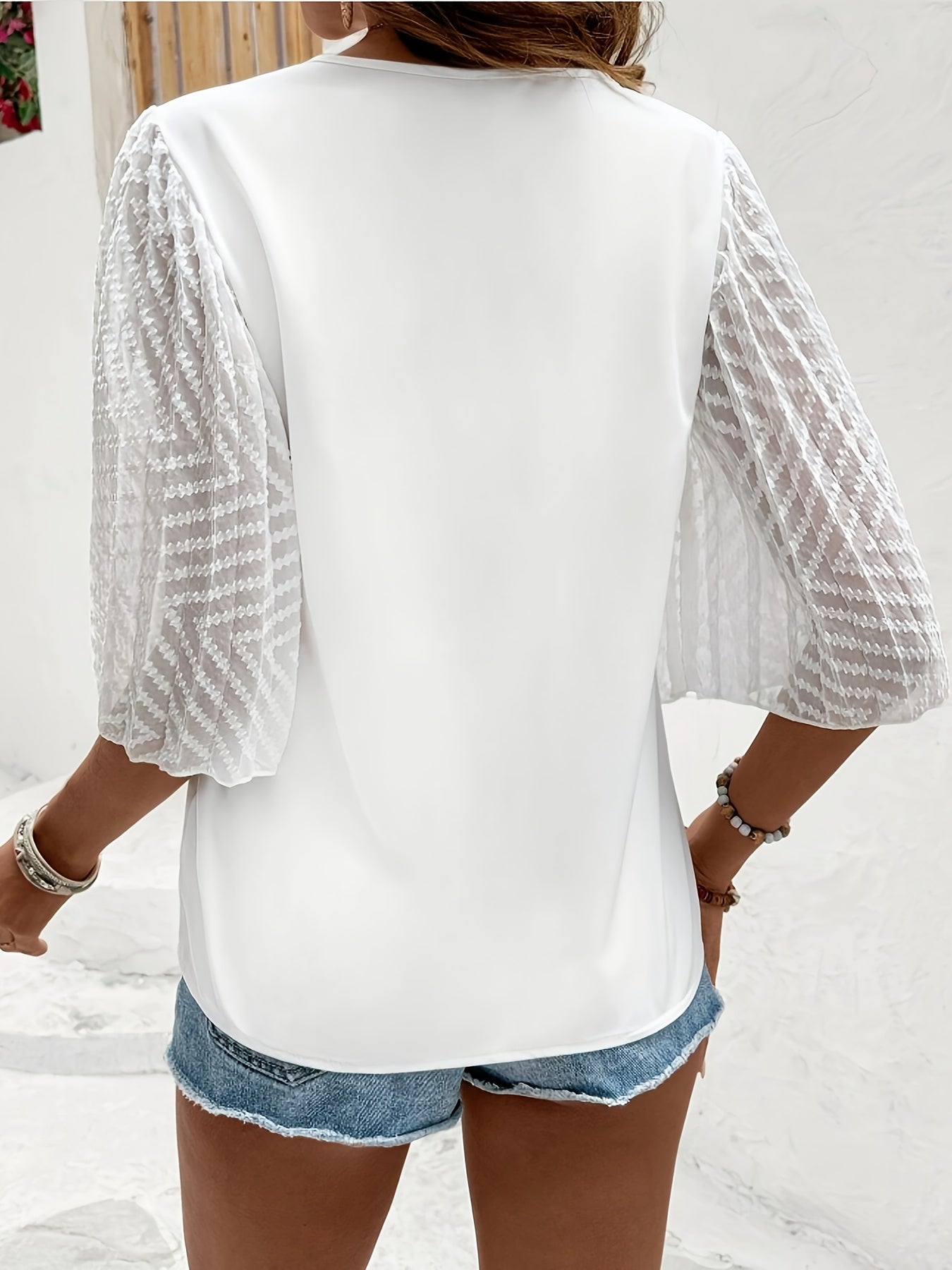 Mirelina | Damesblouse met lange mouwen – V-hals met relaxte pasvorm voor dagelijks gebruik