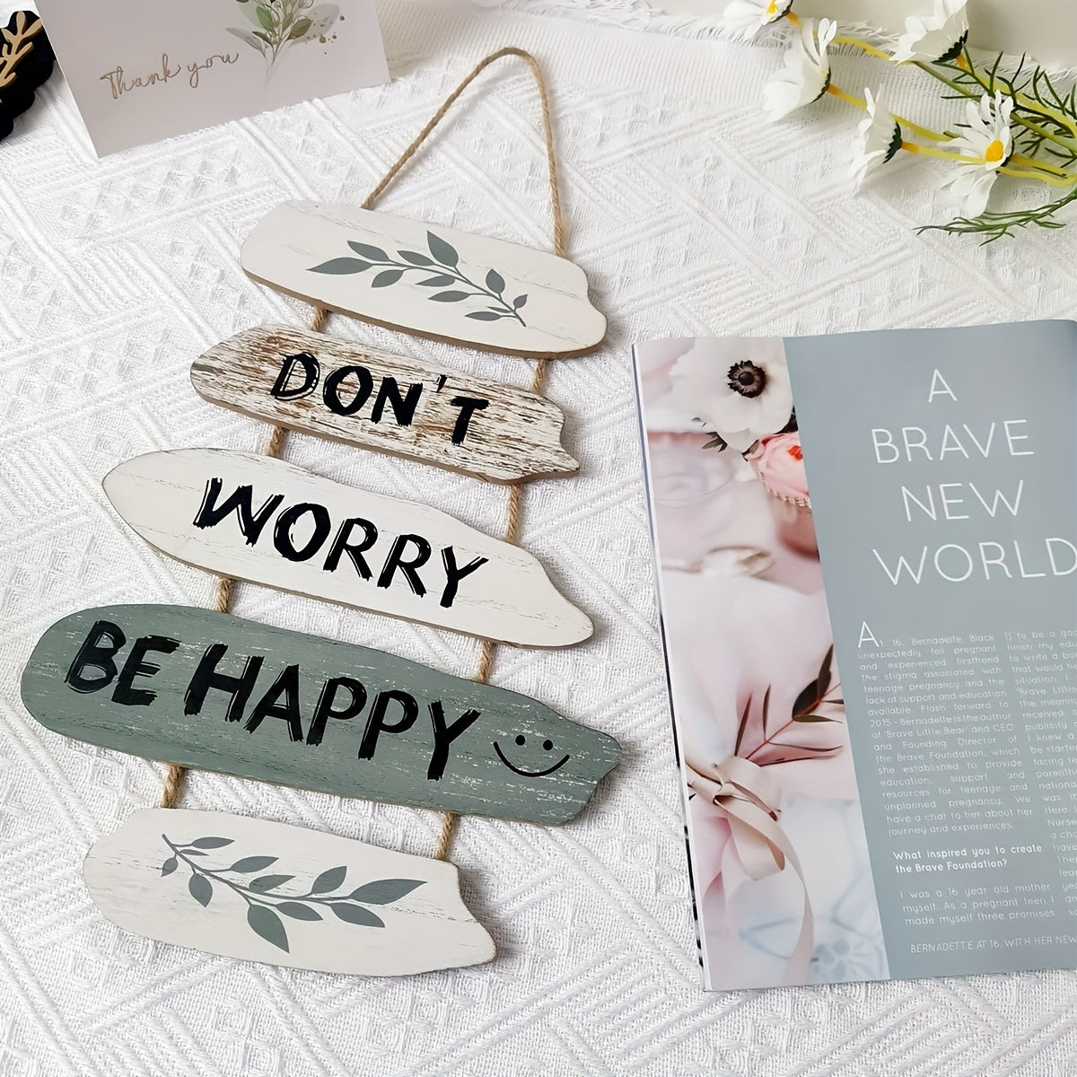 HappyRoots | Rustiek houten bord - 'Don't Worry, Be Happy' - Inspirerende muurdecoratie