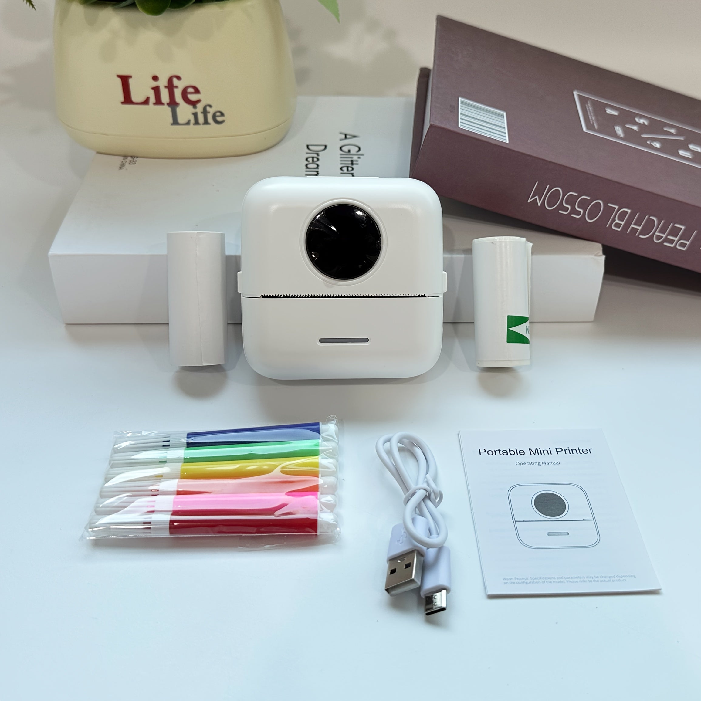 PrintMate | Mini draagbare thermische printer met 14 papierrollen – Foto- en labelafdrukken