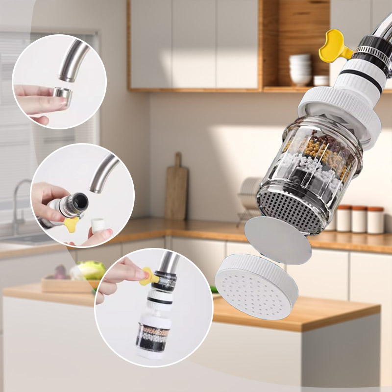 FlowPure | Waterfilter voor kraan – Op de kraan te monteren zuiveringsapparaat, spatwaterdicht