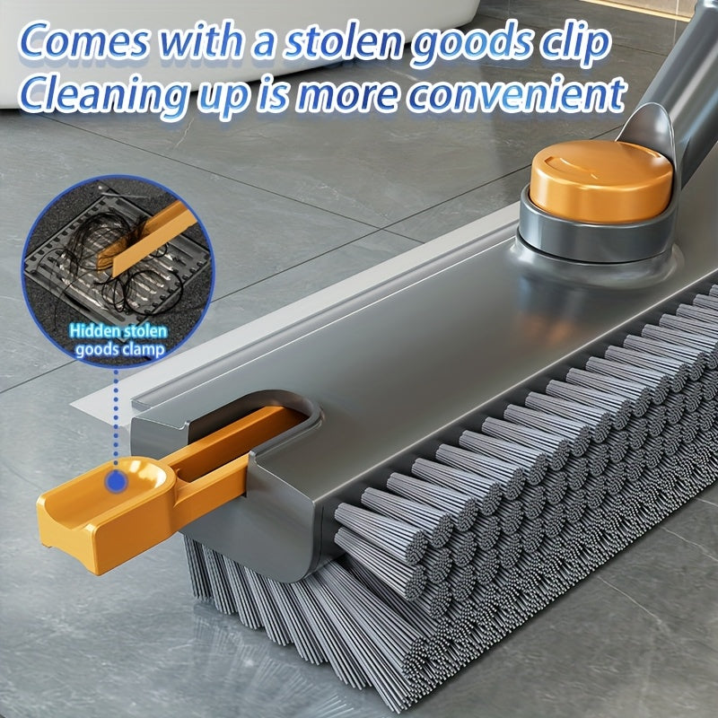 ScrubEdge | Schrobborstel met lange steel en draaibare dubbelzijdige kop, roestvrij staal en kunststof, ingebouwde schraper