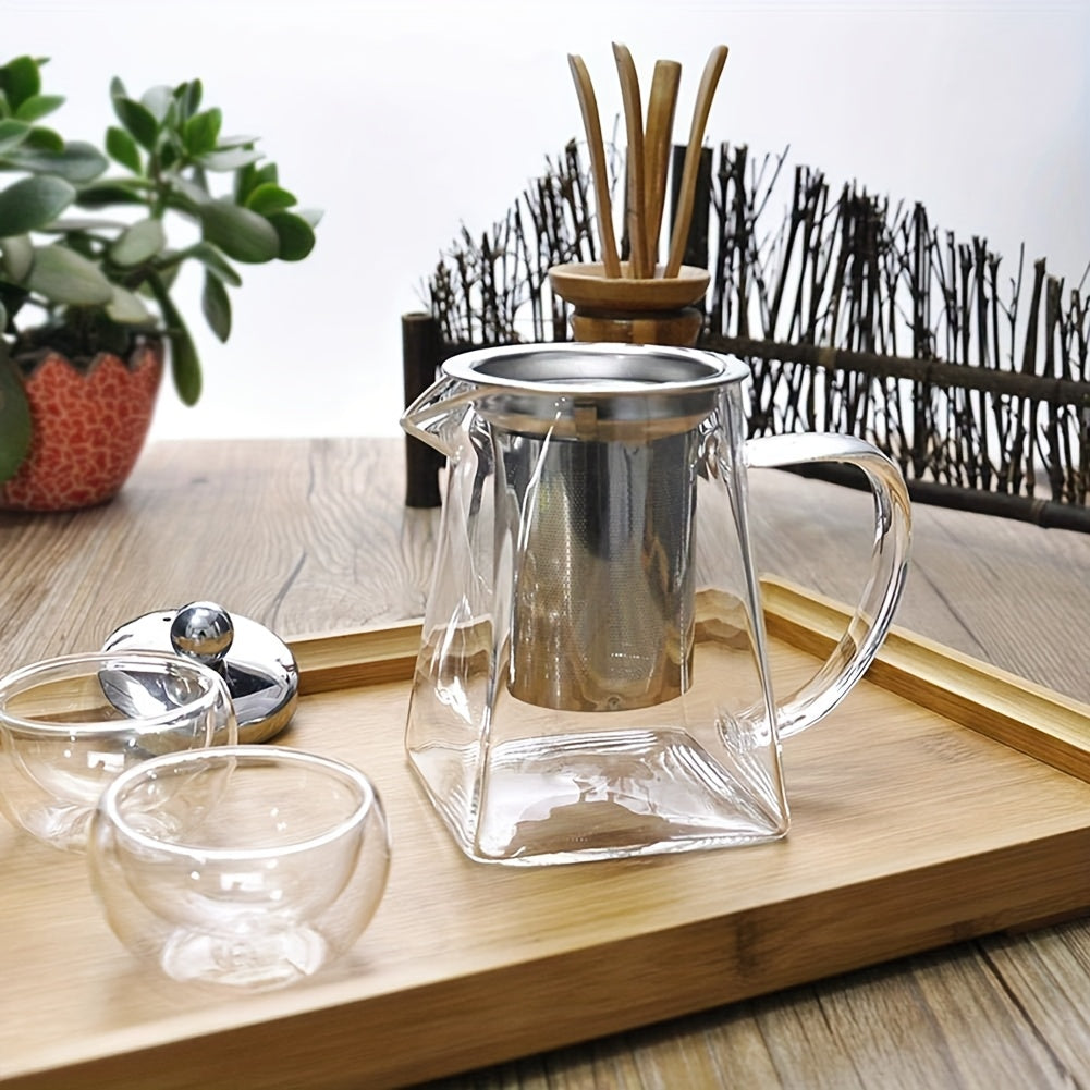 Infuso | Dikke hittebestendige glazen theepot met roestvrijstalen filter, kruiden- en bloementhee