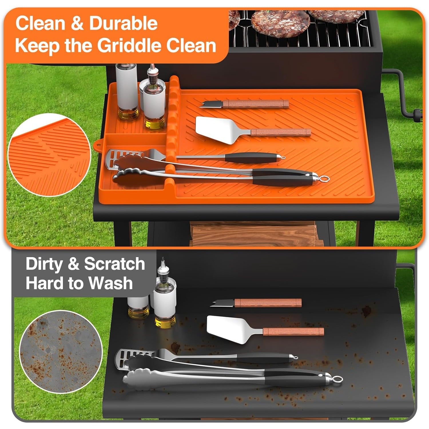 GriddleDock | Siliconen Grillgereedschapsmat voor Blackstone Grill, BBQ Grill Zijplank Mat