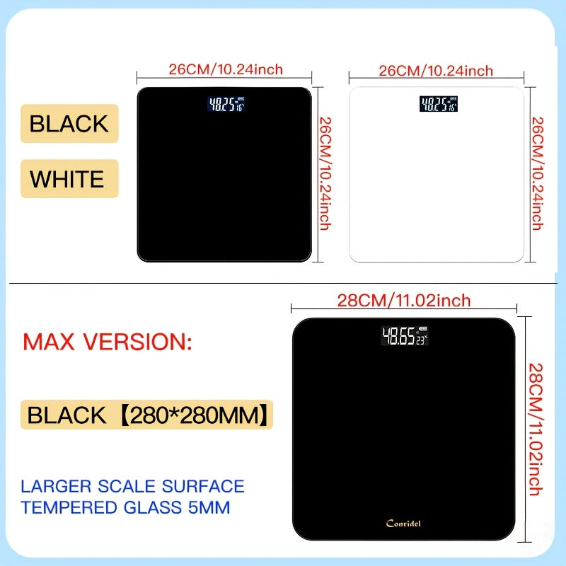SmartWeigh | Elektronische Badkamerschaal met Hoge Precisie – LED Display, Temperatuurweergave