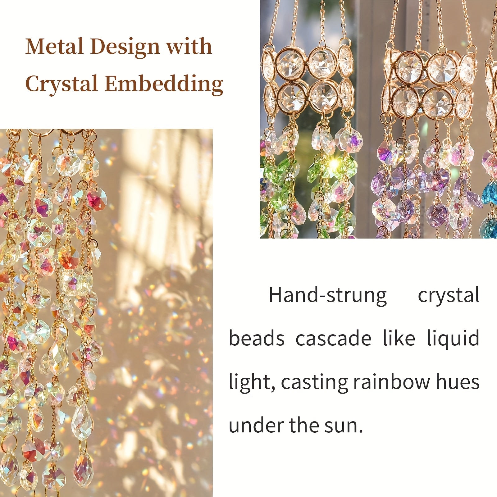 SunPrism | Kristallen Zonnevanger Raamhanger, Verguld Prisma Suncatcher, Regenbooglicht Maker
