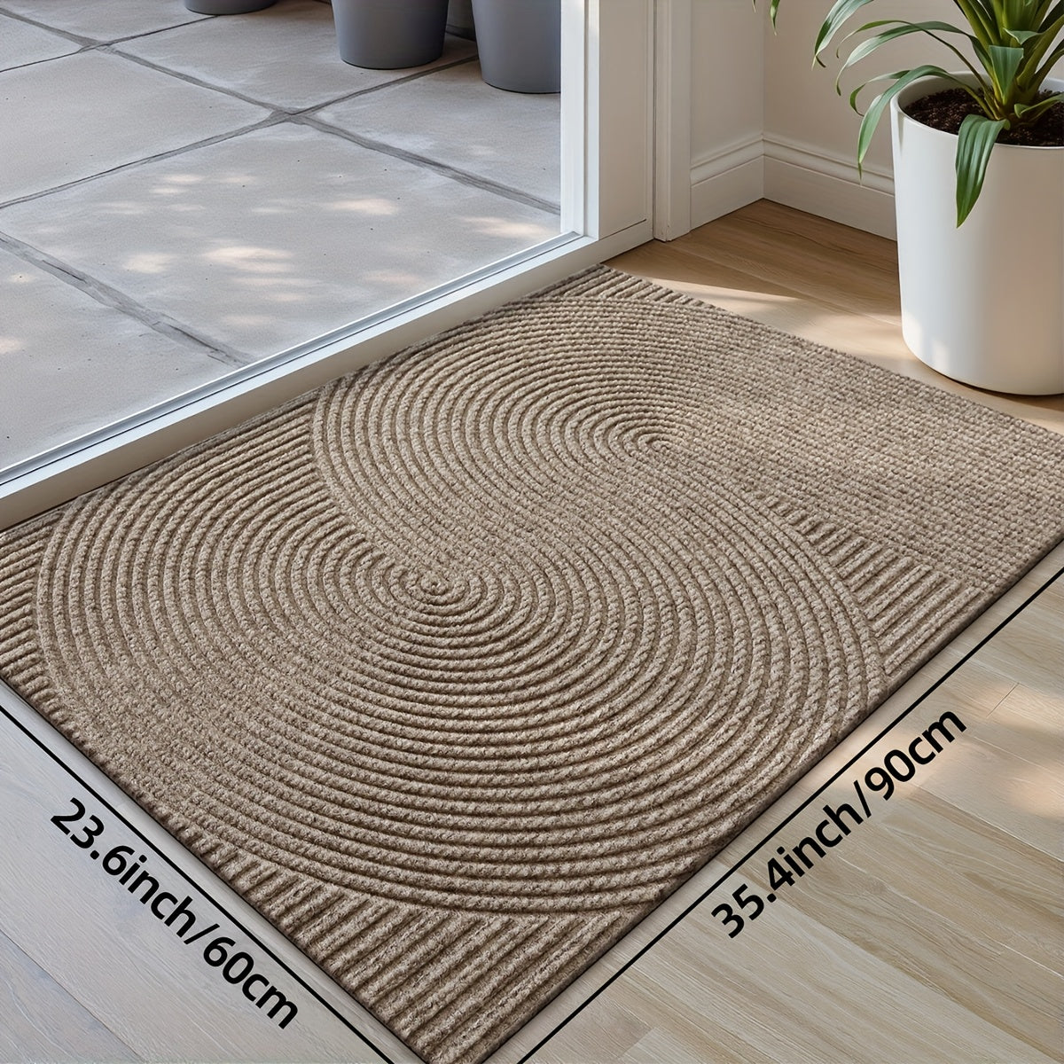 DoorMate| Antislip Laagprofiel Deurmat - Geometrisch Patroon Entree Deken, Binnen Buiten