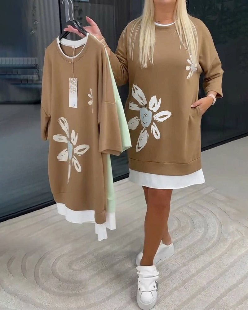 Arlira | Casual Jurk – 3/4 Mouwen, 2-Lagen Design, Comfortabel & Stijlvol