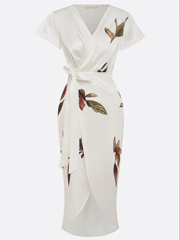 Girel | Luxe wikkeljurk voor dames – elegante bloemen maxi-jurk