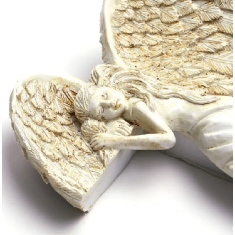 WingedGrace | Witte Engel Wanddecoratie - 3D Gevleugelde Engel Sculptuur voor Hoeken, Elegant Woondecoratie
